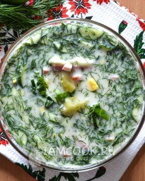 Окрошка с колбасой на квасе