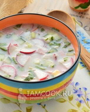 Окрошка с колбасой на уксусе