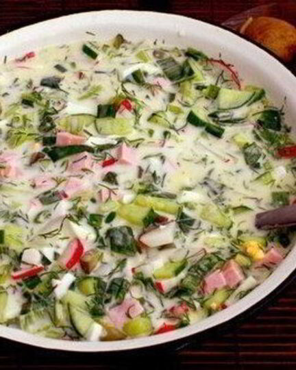 Рецепт окрошки с редисом и свежей зеленью