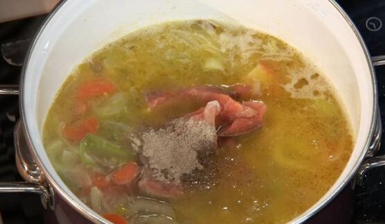 крем-суп из горбуши с овощами