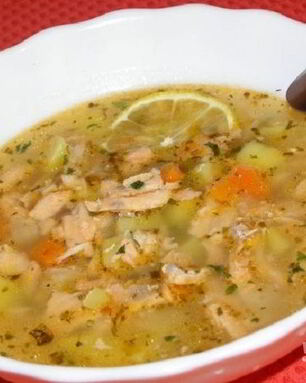 Овощной суп с семгой