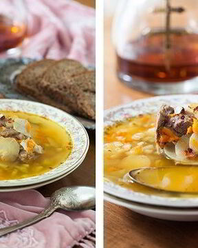 Рассольник на говяжьих ребрышках