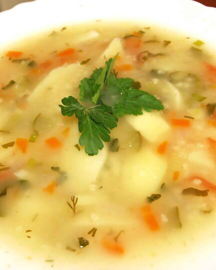 Рецепт рассольника на курином бульоне с пшеном