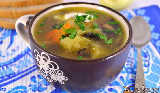 рассольник с грибами и овсянкой в мультиварке