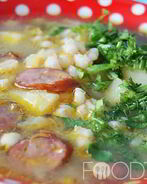 Рассольник с копченой колбасой