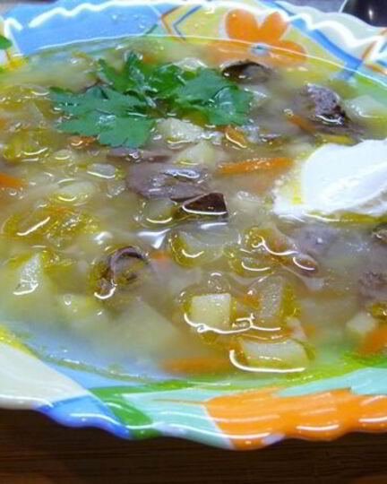 Рецепт рассольника с куриными потрошками