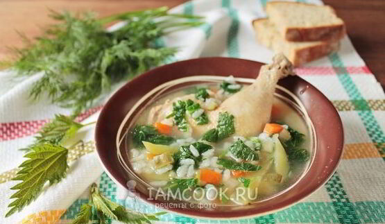 рассольник с рисом и крапивой