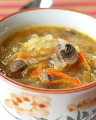 Грибные щи со свежей капустой