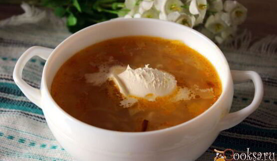 щи из кислой капусты с перловкой на мясном бульоне