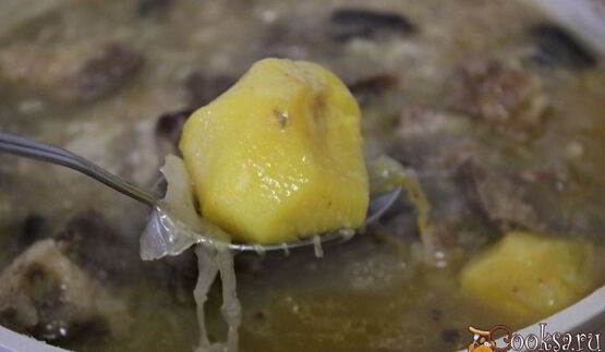 щи из квашенной капусты с грибами и перловкой