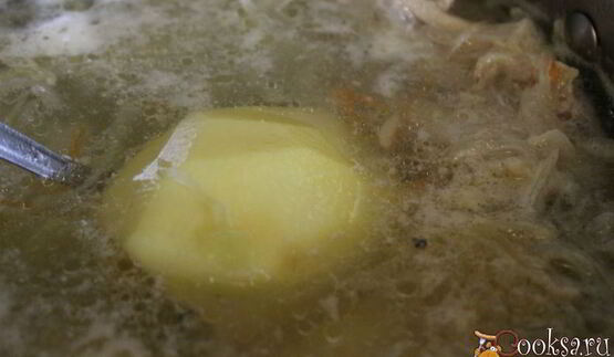 щи из квашеной капусты с фасолью и сладким перцем на курином бульоне