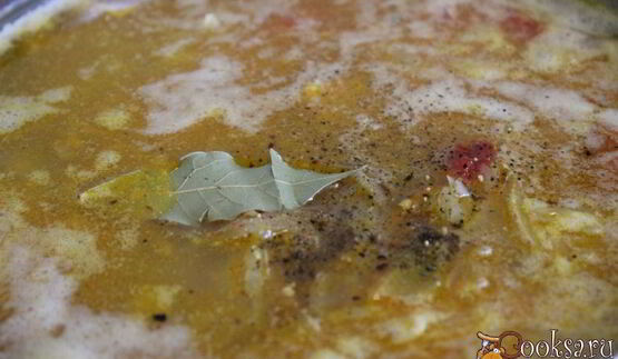 щи из квашеной капусты с фасолью и сладким перцем на курином бульоне