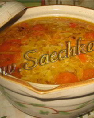 Щи из свежей капусты в горшочке