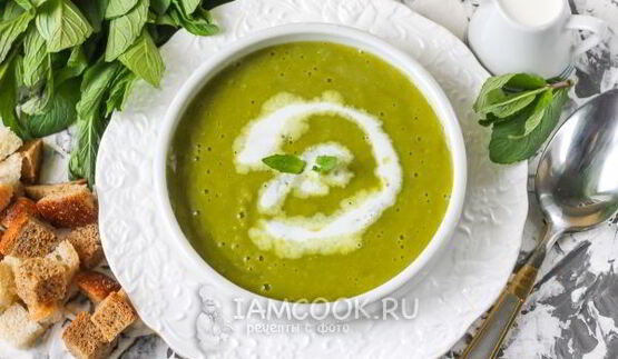 гороховый суп-пюре со сливками и мятой