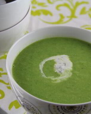 Очень овощной суп-пюре из зеленого горошка