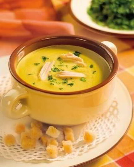 Рецепт овощного супа-пюре на курином бульоне