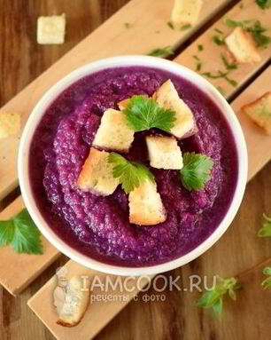 Постный суп-пюре из красной капусты