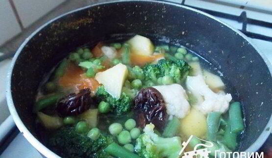 постный суп-пюре с черносливом и чесноком без масла