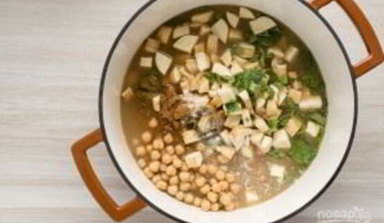 суп-пюре из горошка и нута