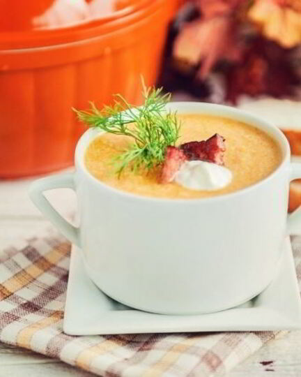 Рецепт супа-пюре из тыквы с беконом