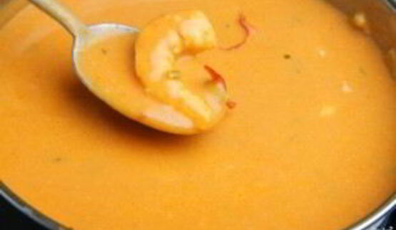 томатный суп-пюре с креветками