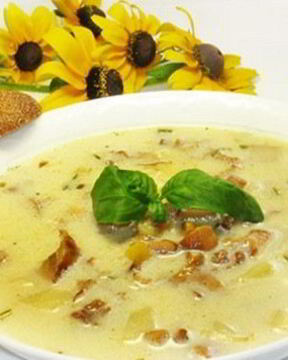 Суп с лисичками и сыром