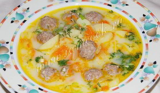 сырный суп с фрикадельками