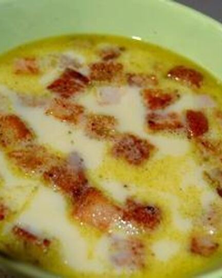 Рецепт сырного супа с гренками