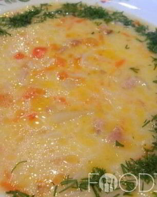 Сырный суп с колбасой