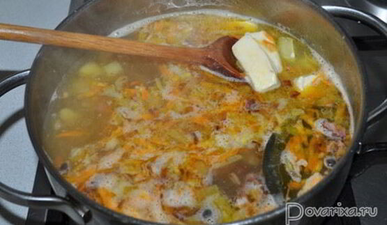 сырный суп с копченостями