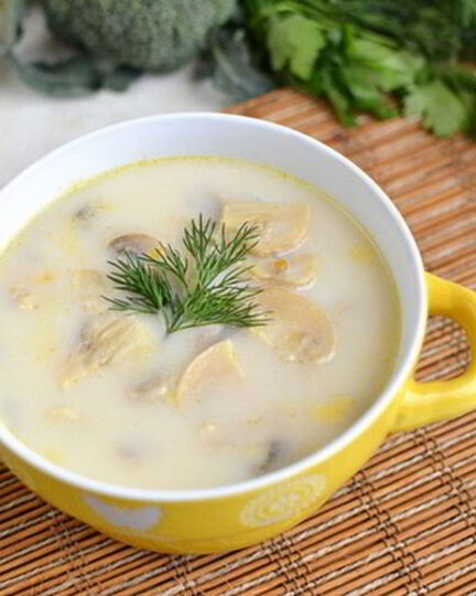 Рецепт сырного супа с курицей и грибами