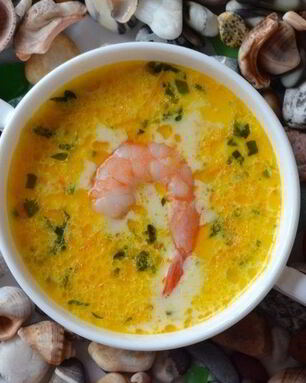 Сырный суп с морепродуктами