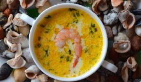 сырный суп с морепродуктами