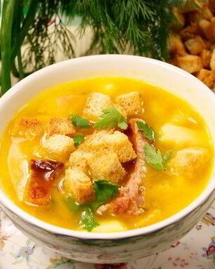 Сырный суп с ребрышками