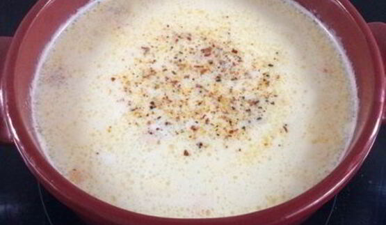 сырный суп с семгой и креветками