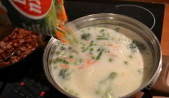 сырный суп с сосисками