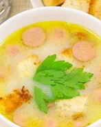 Сырный суп с сосиской