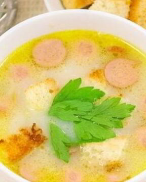 Сырный суп с сосиской