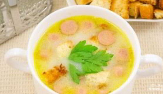 сырный суп с сосиской