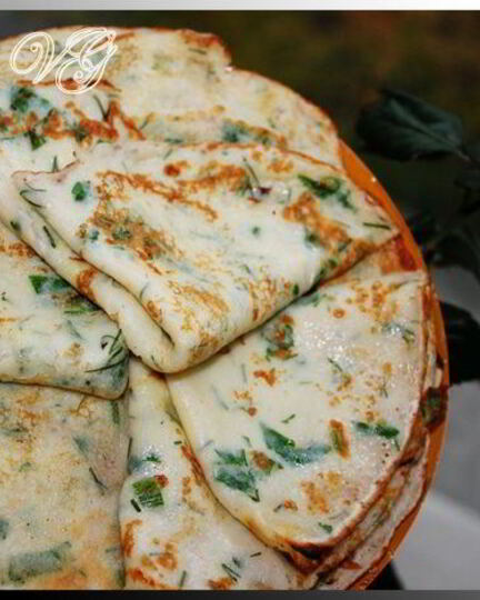 Рецепт самых нежных и вкусные творожные блинчики с зеленью