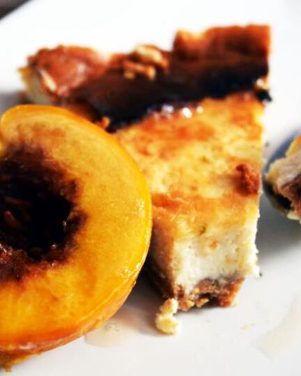 Рецепт чизкейка нью-йорк с медовыми персиками