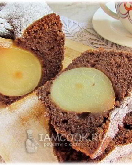 Рецепт шоколадного кекса с грушами