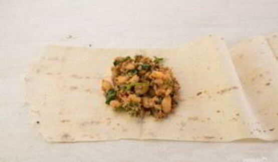 конвертики с фаршем и фасолью в лаваше