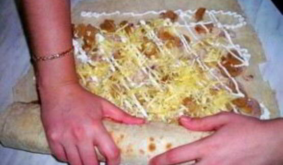 лаваш с грибами и курицей