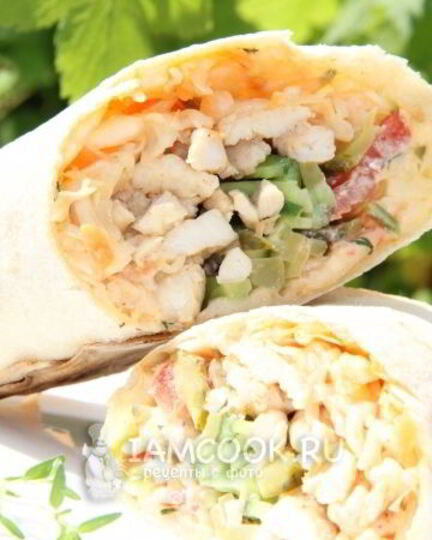 Рецепт лаваша с курицей и овощами