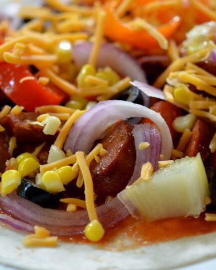 Рецепт лепешек с колбасой чоризо