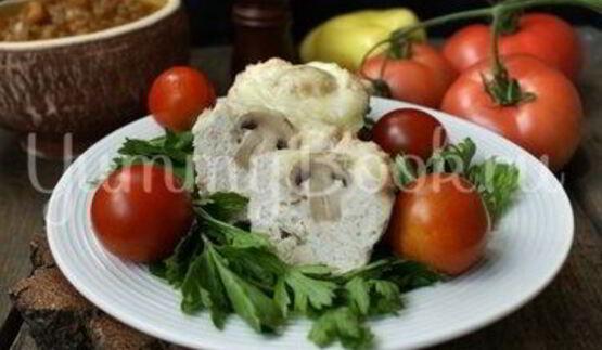 куриные маффины с шампиньонами и моцареллой