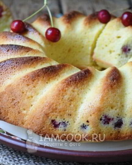 Рецепт манника с вишней на кефире