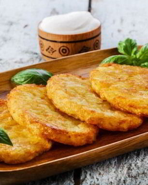 Оладьи из картофельного пюре с зеленым луком