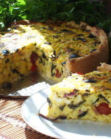 Рецепт киша с кабачками и маслинами